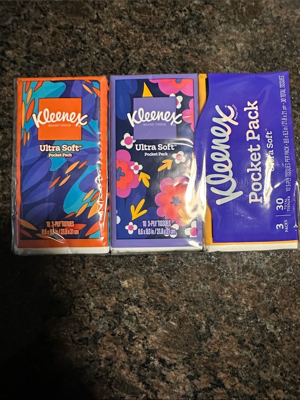 Kleenex Ultra Soft Pocket Pack Travel Tissues - Purple Floral/Orange